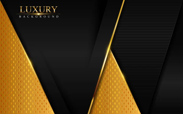 Luxus Fekete Elvont Háttér Kombinálni Arany Texturált Átfedés Réteg Modern — Stock Vector
