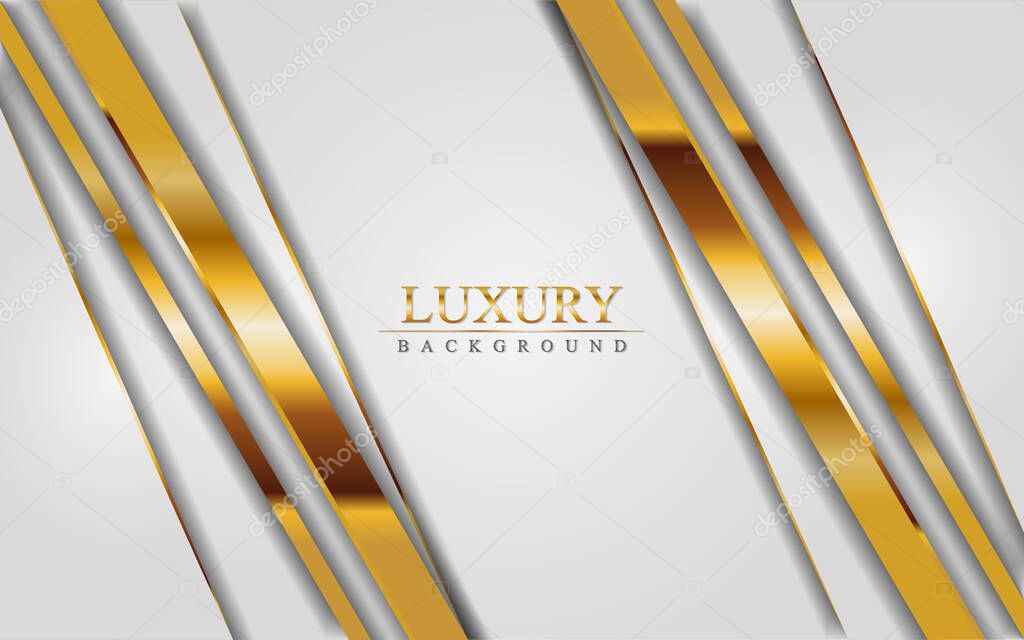 Luxury white background combine with golden lines. Graphic design template