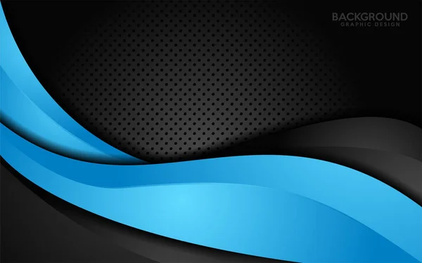 現代の青と黒のコントラストの企業の波の背景 抽象ベクトルデザインイラスト — ストックベクタ