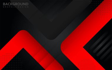 Soyut tarzda modern kırmızı ve siyah geometrik arkaplan. Vektör grafik illüstrasyonu