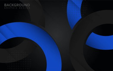 Soyut tarzda modern mavi ve siyah geometrik arkaplan. Vektör grafik illüstrasyonu