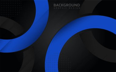 Soyut tarzda modern mavi ve siyah geometrik arkaplan. Vektör grafik illüstrasyonu