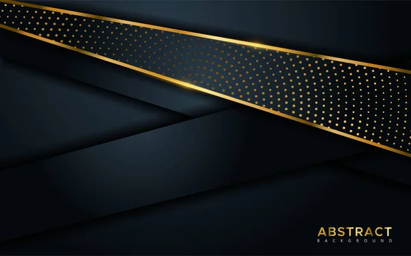 Abstrakter Luxuriöser Dunkler Hintergrund Mit Goldenen Linien Und Kreisförmig Leuchtenden — Stockvektor