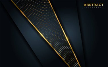 Soyut lüks arka plan, altın çizgiler ve parlak altın noktalar kombinasyonları. Üst üste modern arkaplan