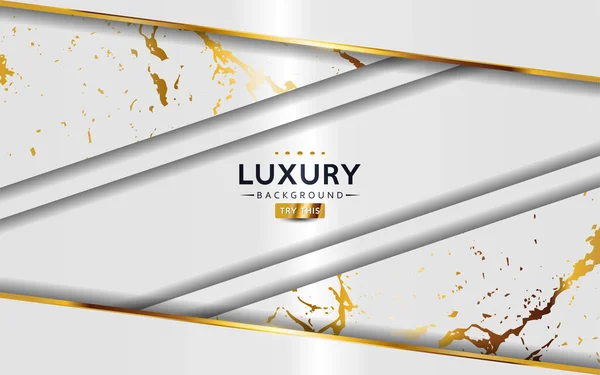 Luxus Weißen Abstrakten Hintergrund Kombinieren Mit Goldenen Marmor Strukturierte Überlappungsschicht — Stockvektor
