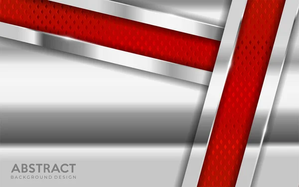 Μεταλλικό Ασημί Φόντο Shinny Συνδυάζεται Κόκκινο Στρώμα Επικάλυψης Αφηρημένη Σχεδίαση — Διανυσματικό Αρχείο