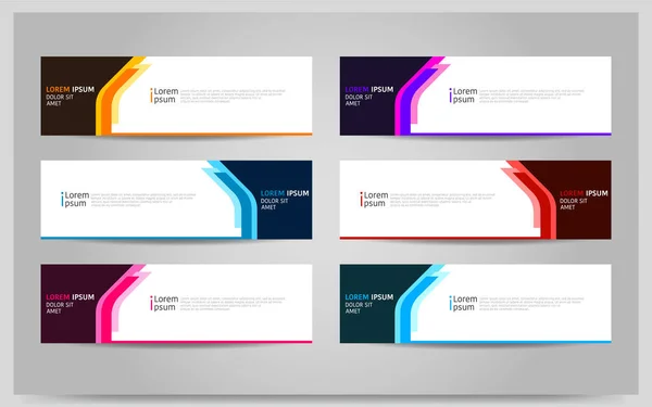 Kleurrijke Banner Achtergrond Ontwerp Set Modern Abstract Template Ontwerp Vector — Stockvector