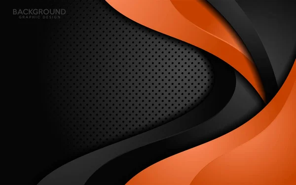 現代のオレンジと黒のコントラスト企業の波の背景 抽象ベクトルデザインイラスト — ストックベクタ