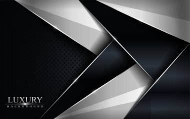 Siyah ve gümüş soyut lüks arka plan. Vektör grafik çizimi. Grafik tasarım şablonu.