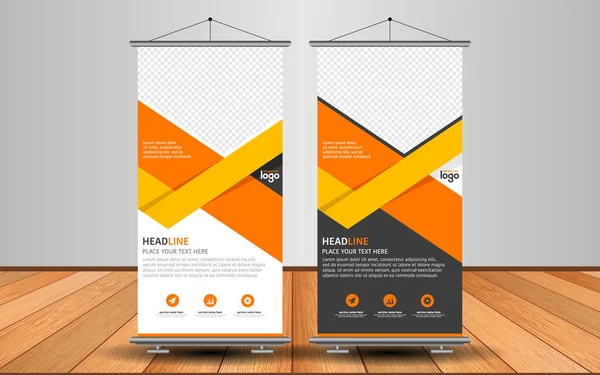 Modern Roll Up Banner. Renkli arkaplanlı vektör şablonu tasarımı tanıtılıyor. Grafik ögesi.