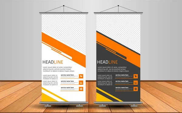 Modern Roll Banner Projeto Modelo Vetor Publicidade Com Fundo Colorido — Vetor de Stock