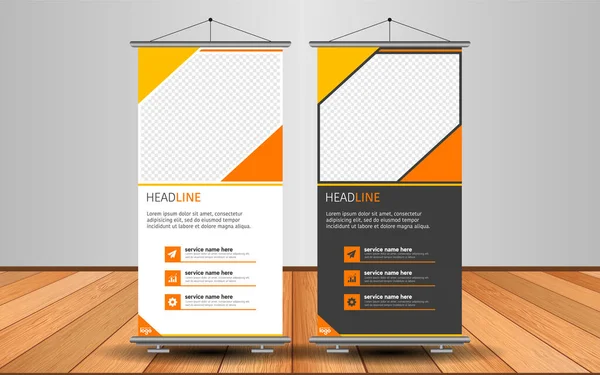 Modern Roll Up Banner. Renkli arkaplanlı vektör şablonu tasarımı tanıtılıyor. Grafik ögesi.