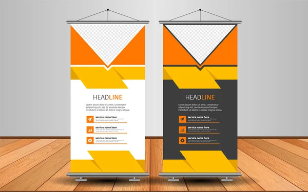 Modernes Roll Banner Design Der Werbevektorschablone Mit Buntem Hintergrund Grafisches — Stockvektor