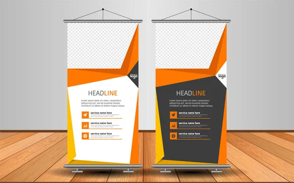 Modern Roll Up Banner. Renkli arkaplanlı vektör şablonu tasarımı tanıtılıyor. Grafik ögesi.