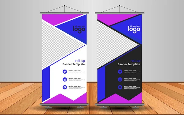 Modern Roll Up Banner. Renkli arkaplanlı vektör şablonu tasarımı tanıtılıyor. Grafik ögesi.