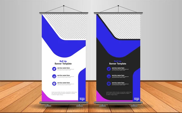 Modernes Roll Banner Design Der Werbevektorschablone Mit Buntem Hintergrund Grafisches — Stockvektor