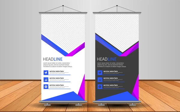 Modern Roll Banner Projeto Modelo Vetor Publicidade Com Fundo Colorido — Vetor de Stock