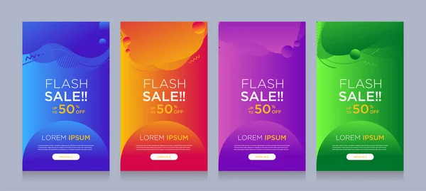 Modern Colorful Advertising Poster Flash Sale Banners Dynamic Shape Sale — Stock Vector