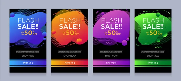 Modern Colorful Advertising Poster Flash Sale Banners Dynamic Shape Sale — Stock Vector