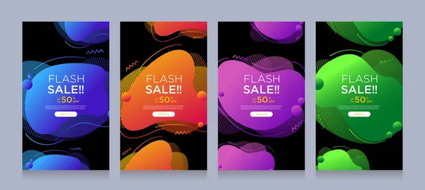 Modern Colorful Advertising Poster Flash Sale Banners Dynamic Shape Sale — Stock Vector