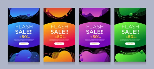 Modern Colorful Advertising Poster Flash Sale Banners Dynamic Shape Sale — Stock Vector