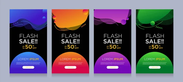 Modern Colorful Advertising Poster Flash Sale Banners Dynamic Shape Sale — Stock Vector