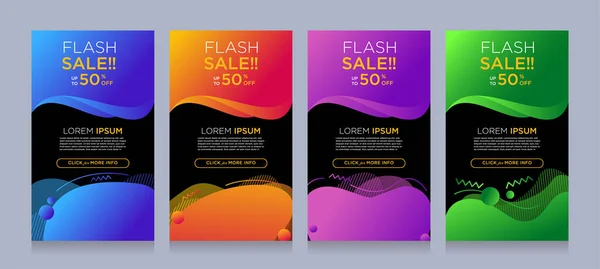 Modern Colorful Advertising Poster Flash Sale Banners Dynamic Shape Sale — Stock Vector