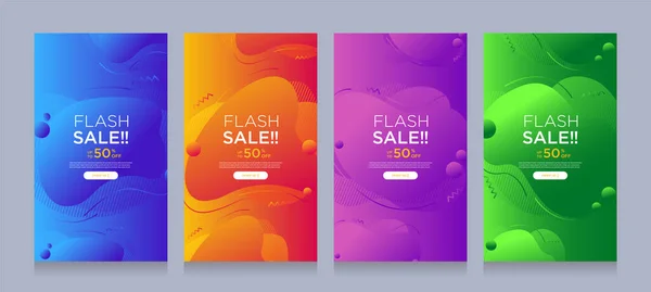 Modern Colorful Advertising Poster Flash Sale Banners Dynamic Shape Sale — Stock Vector