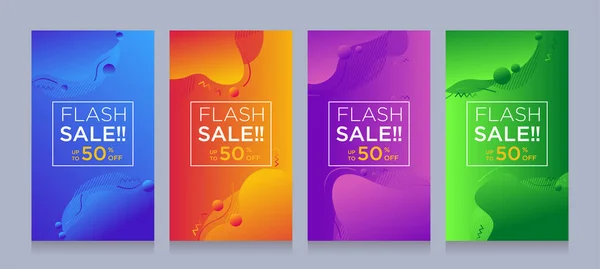 Modern Colorful Advertising Poster Flash Sale Banners Dynamic Shape Sale — Stock Vector