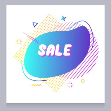 Renkli element tasarımlı modern, soyut sıvı sembol satış afişi. Vektör illüstrasyonu