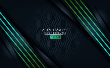 Açık yeşil çizgileri olan soyut modern koyu arkaplan. Üst üste modern arkaplan