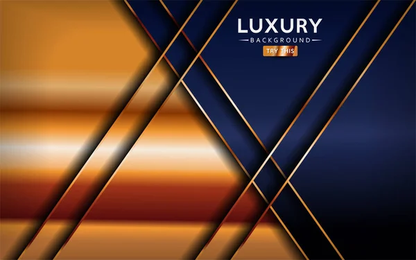 Luxurious Premium Navy Blue Abstract Background Golden Lines Overlap Textured — Stockvektor