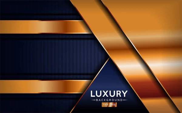 Luxurious Premium Navy Blue Abstract Background Golden Lines Overlap Textured — Stock Vector
