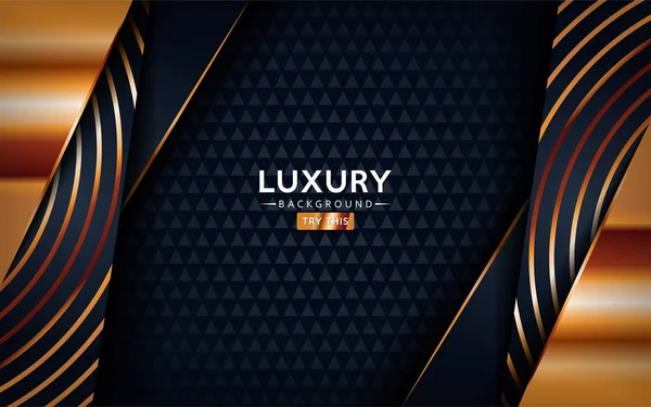 Luxurious Premium Black Abstract Background Golden Lines Circular Golden Overlap — Stock Vector