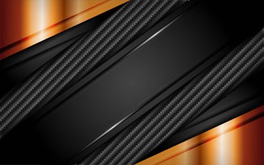 Soyut koyu karbon arka plan, altın şekille birleşir. Modern şablon tasarımı