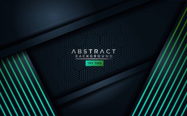 Açık yeşil çizgileri olan soyut modern koyu arkaplan. Üst üste modern arkaplan