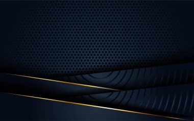 Modern koyu 3D soyut arka plan dairesel ve altın çizgi şeklinde. Zarif arkaplan