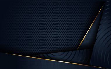 Modern koyu 3D soyut arka plan dairesel ve altın çizgi şeklinde. Zarif arkaplan