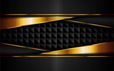 Altın çizgiler kombinasyonlu soyut lüks karanlık arka plan. Üst üste modern arkaplan