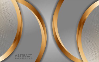 Şatafatlı beyaz arka plan, altın çizgiler ve parlak altın noktalar kombinasyonları. Üst üste modern arkaplan