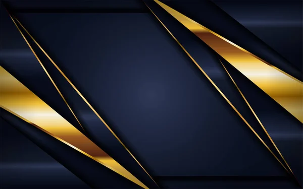Luxe Donkerblauwe Achtergrond Met Gouden Lijnen Elegante Moderne Achtergrond Eps — Stockvector
