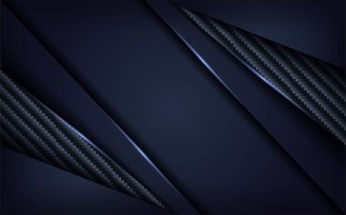 Koyu 3D lacivert, karbon desenli arka plan tasarımı var. Grafik tasarım ögesi.