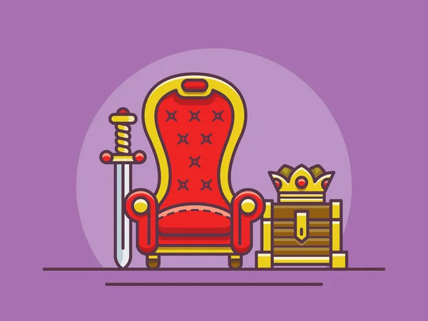 Ilustración del trono de la espada y la corona — Vector de stock