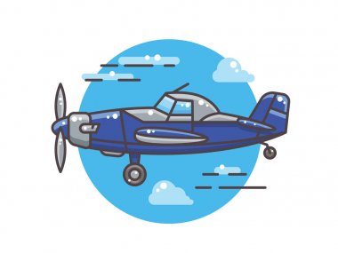 Mavi pervaneli taşıt uçaklar Illustration. Gökyüzünde uçar