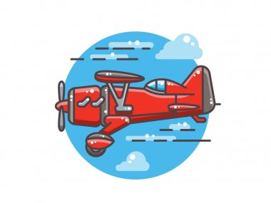 Kırmızı vida uçak Illustration. Gökyüzünde uçar