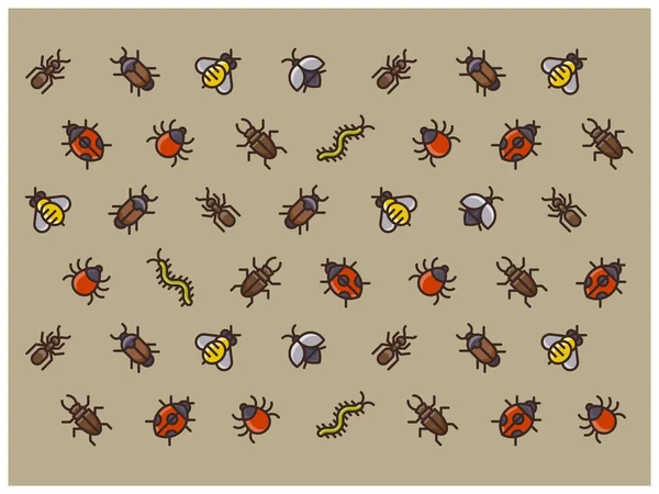Illustration Fond Différents Insectes — Image vectorielle