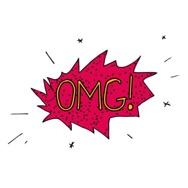 Komik renkli konuşma balonu ile ifade metin Omg.