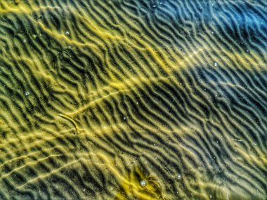 Gölün dibindeki kumun sudaki dokusu.