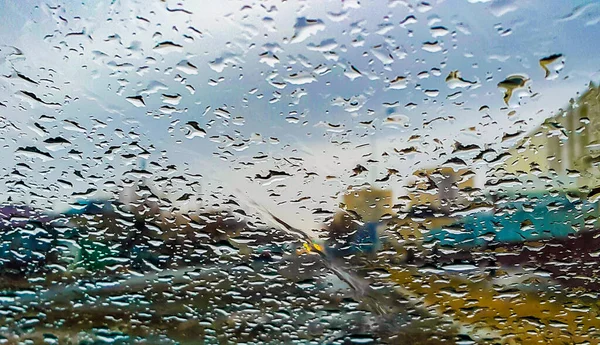 Gocce Pioggia Sul Vetro Dell Auto — Foto Stock