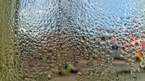 Textur Vattendroppar Ett Glasfönster — Stockfoto
